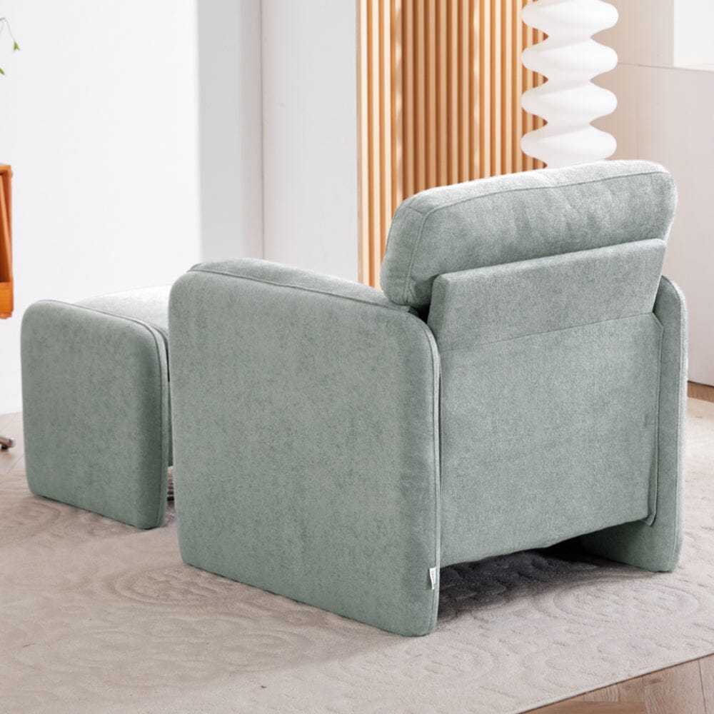 Chenille Single Sofa with Ottoman Adjustable Foot Nails Compact UK Design Living and Home 