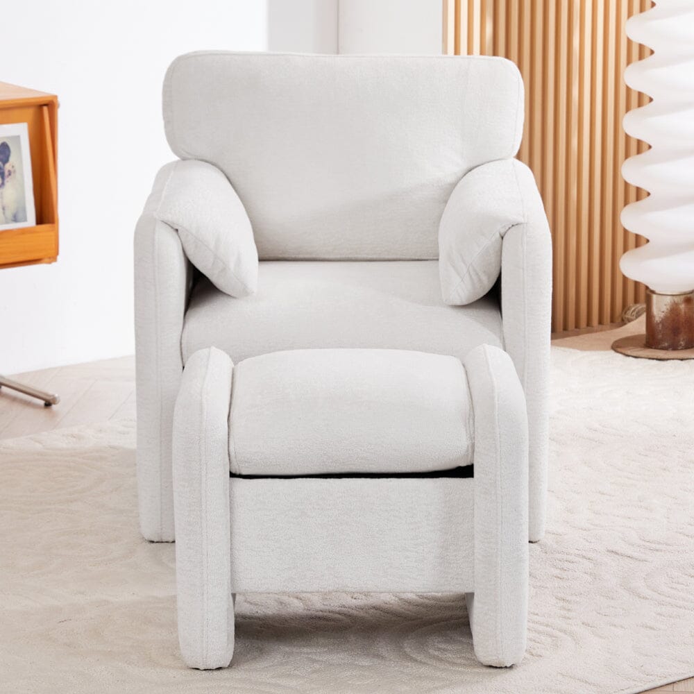 Chenille Single Sofa with Ottoman Adjustable Foot Nails Compact UK Design Living and Home 