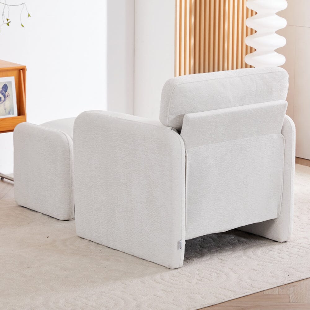 Chenille Single Sofa with Ottoman Adjustable Foot Nails Compact UK Design Living and Home 