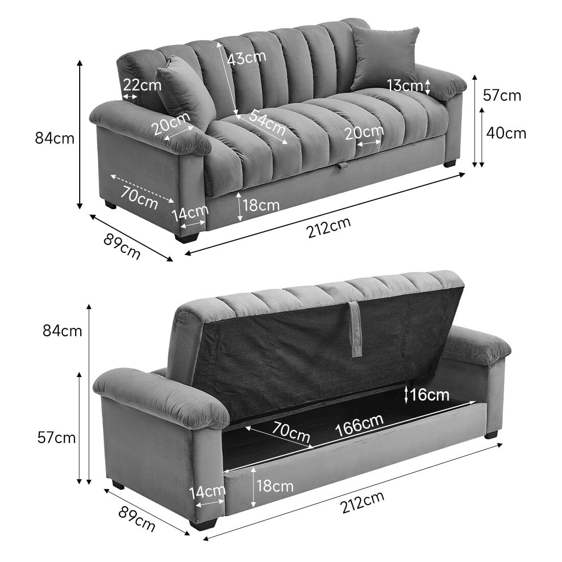 Grey Channel Sleeper Sofa Bed Sofa Beds Living and Home 