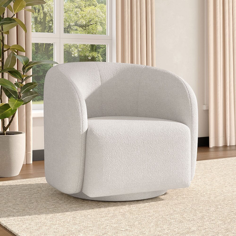 Curved Teddy Fleece Swivel Accent Chair Living and Home 