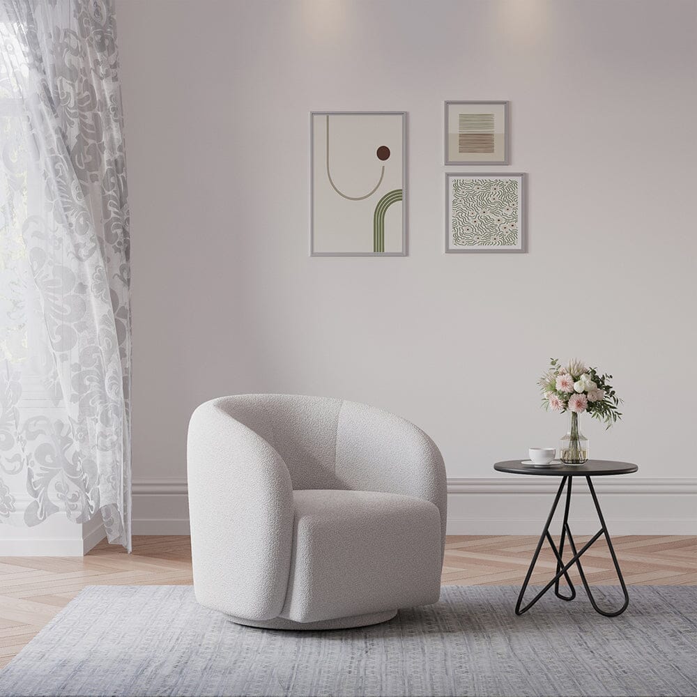 Curved Teddy Fleece Swivel Accent Chair Living and Home 