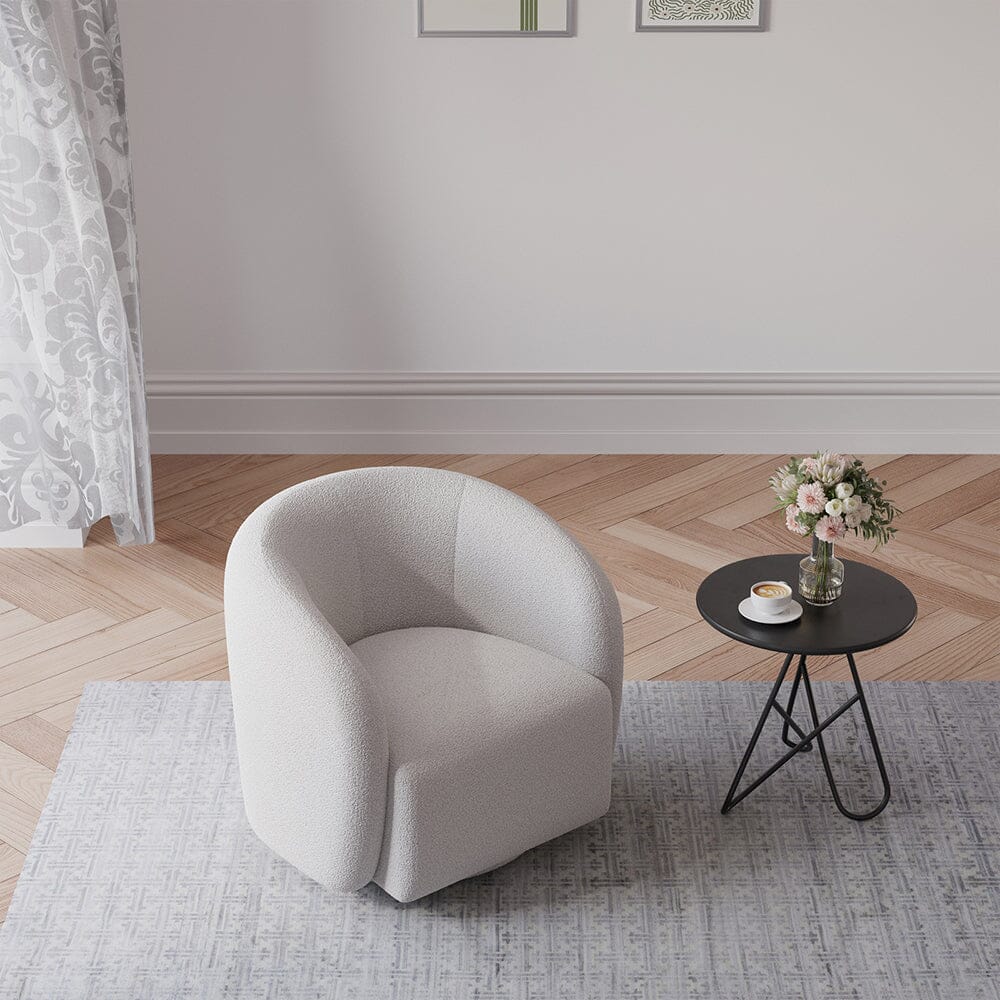 Curved Teddy Fleece Swivel Accent Chair Living and Home 