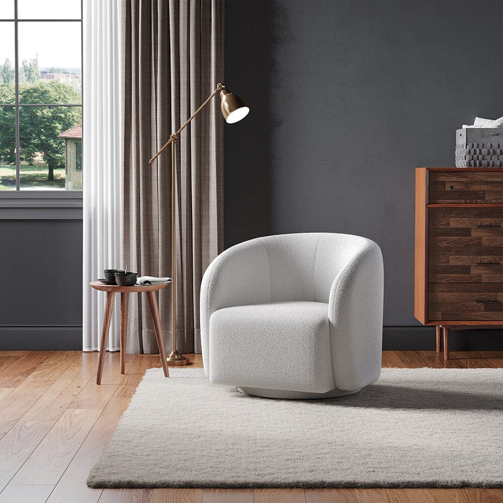 Curved Teddy Fleece Swivel Accent Chair Living and Home 