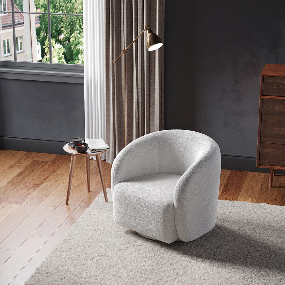 Curved Teddy Fleece Swivel Accent Chair Living and Home 