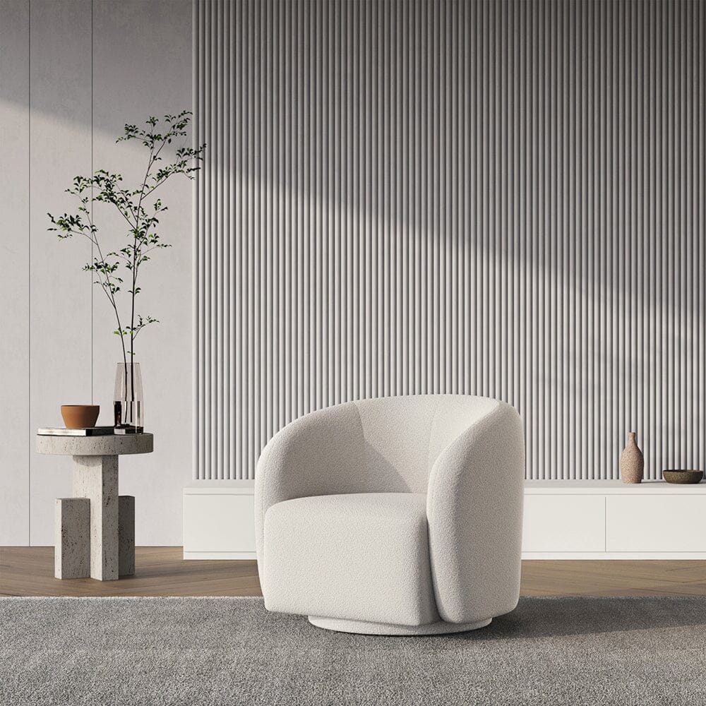 Curved Teddy Fleece Swivel Accent Chair Living and Home 