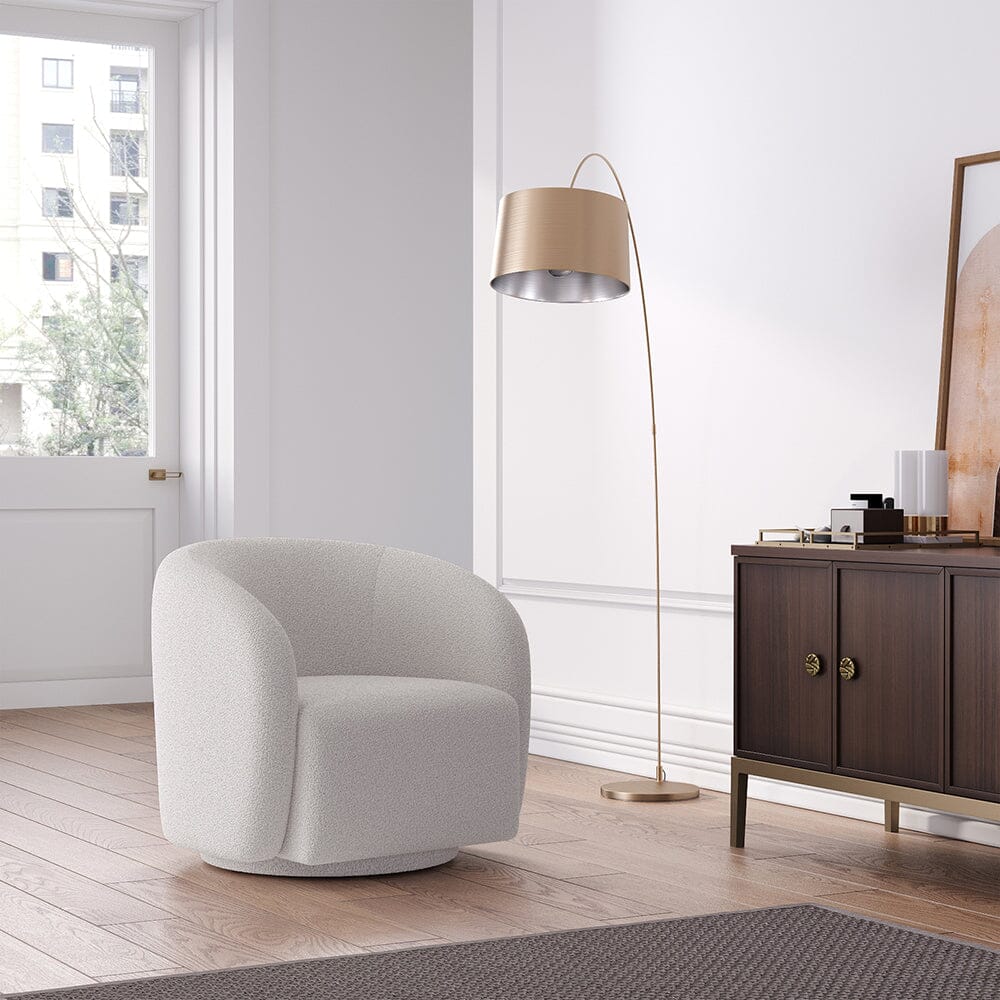 Curved Teddy Fleece Swivel Accent Chair Living and Home 