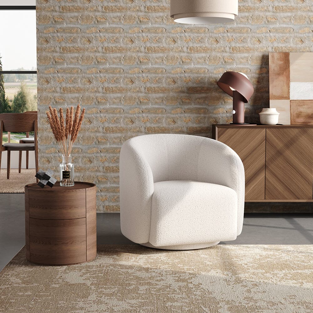 Curved Teddy Fleece Swivel Accent Chair Living and Home 