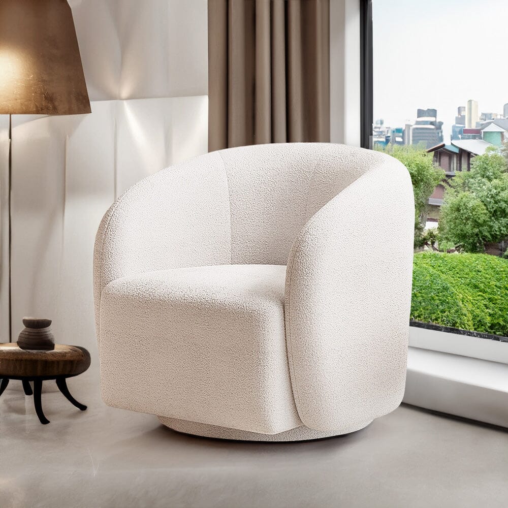 Curved Teddy Fleece Swivel Accent Chair Living and Home 