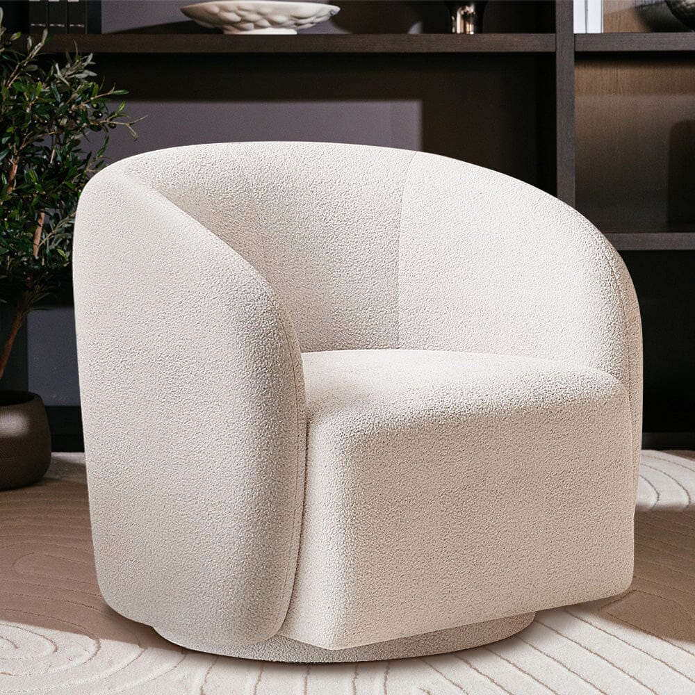 Curved Teddy Fleece Swivel Accent Chair Living and Home 
