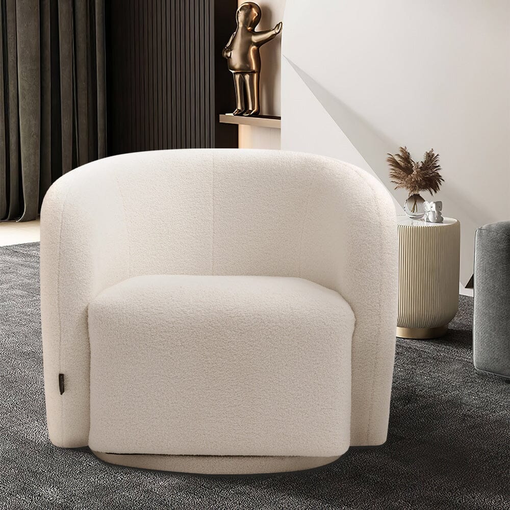 Curved Teddy Fleece Swivel Accent Chair Living and Home 