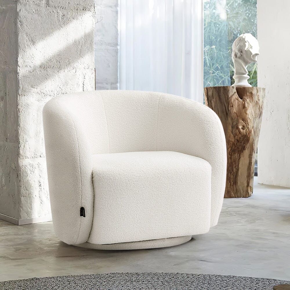 Curved Teddy Fleece Swivel Accent Chair Living and Home 