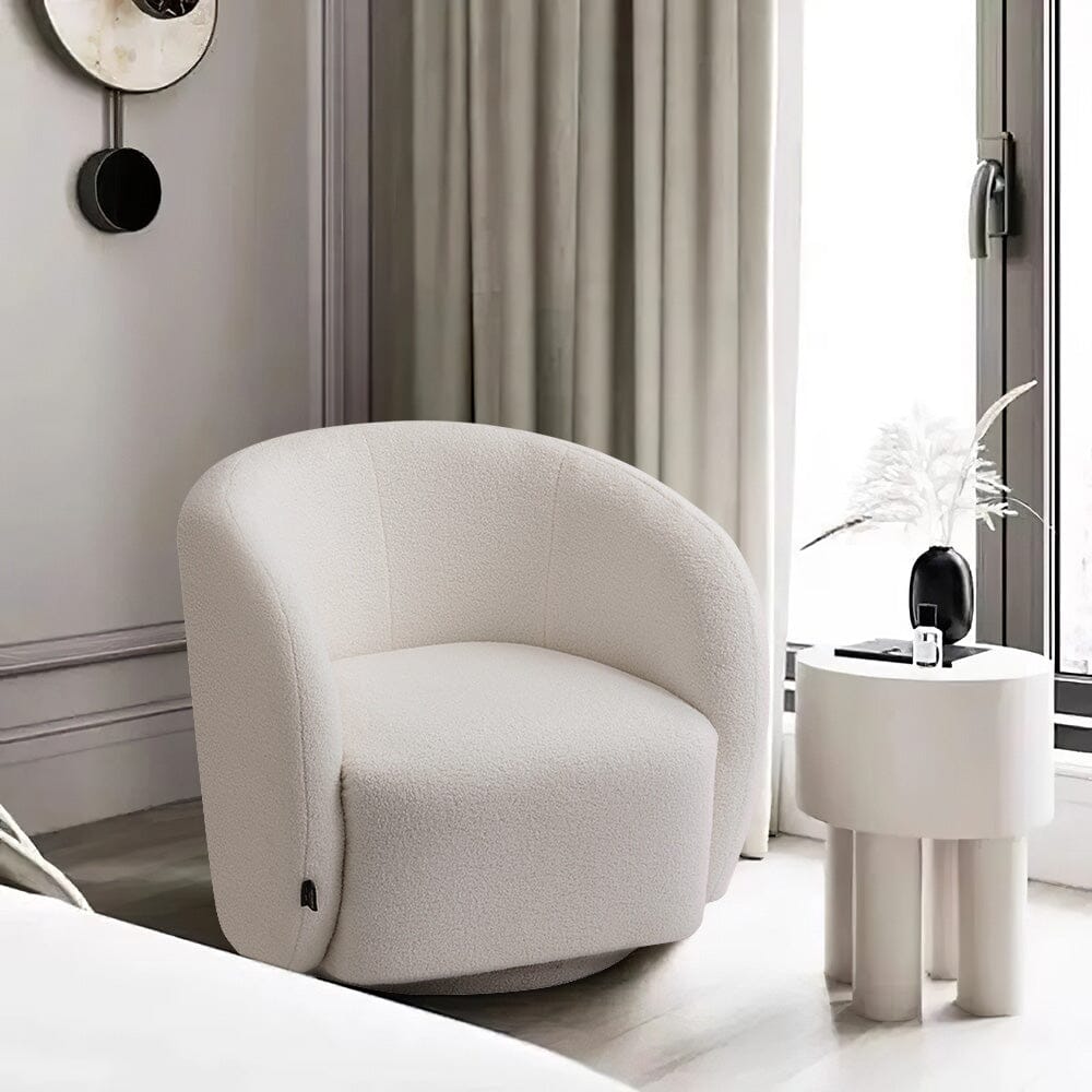 Curved Teddy Fleece Swivel Accent Chair Living and Home 