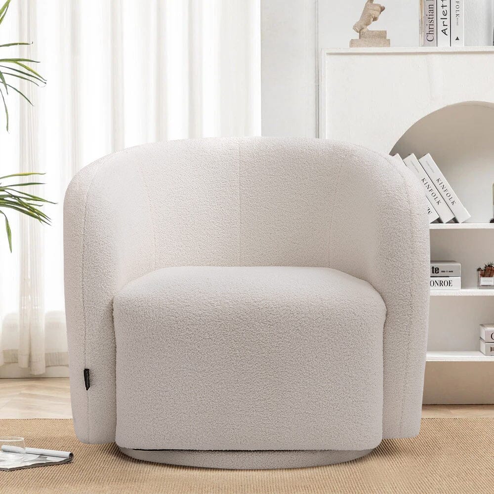Curved Teddy Fleece Swivel Accent Chair Living and Home 