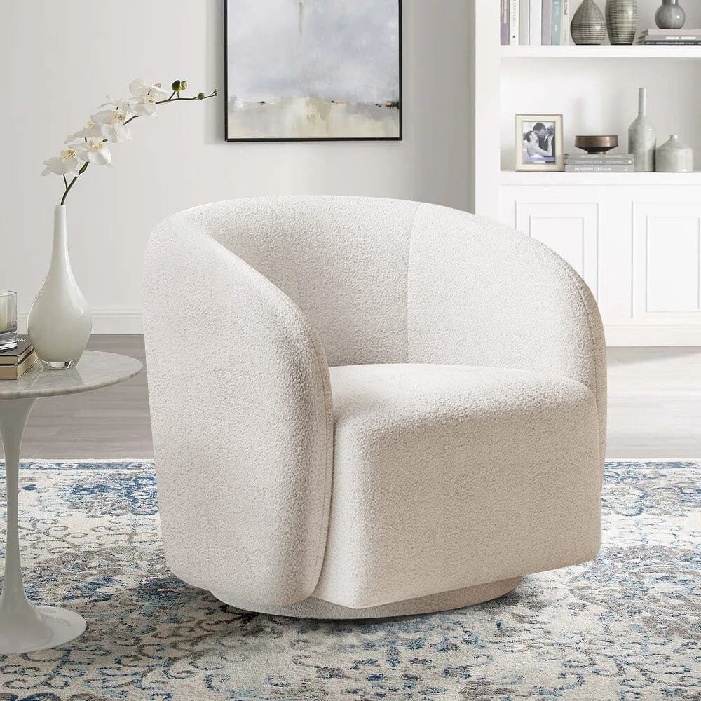 Curved Teddy Fleece Swivel Accent Chair Living and Home 