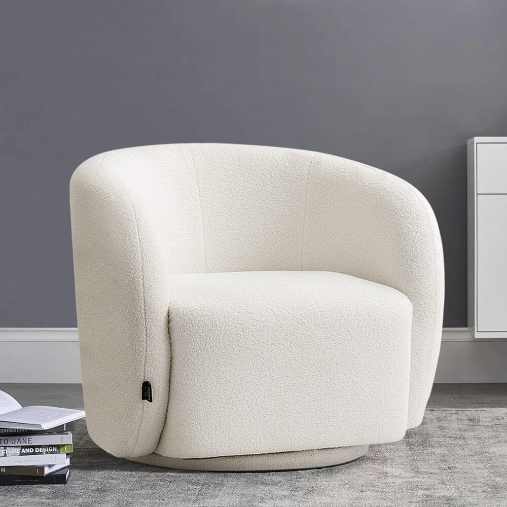 Curved Teddy Fleece Swivel Accent Chair Living and Home 