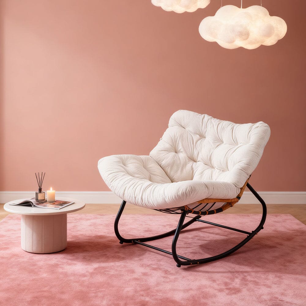 Large Oversized Nest Rocking Chair with Tufted Cushion Collection Living and Home 