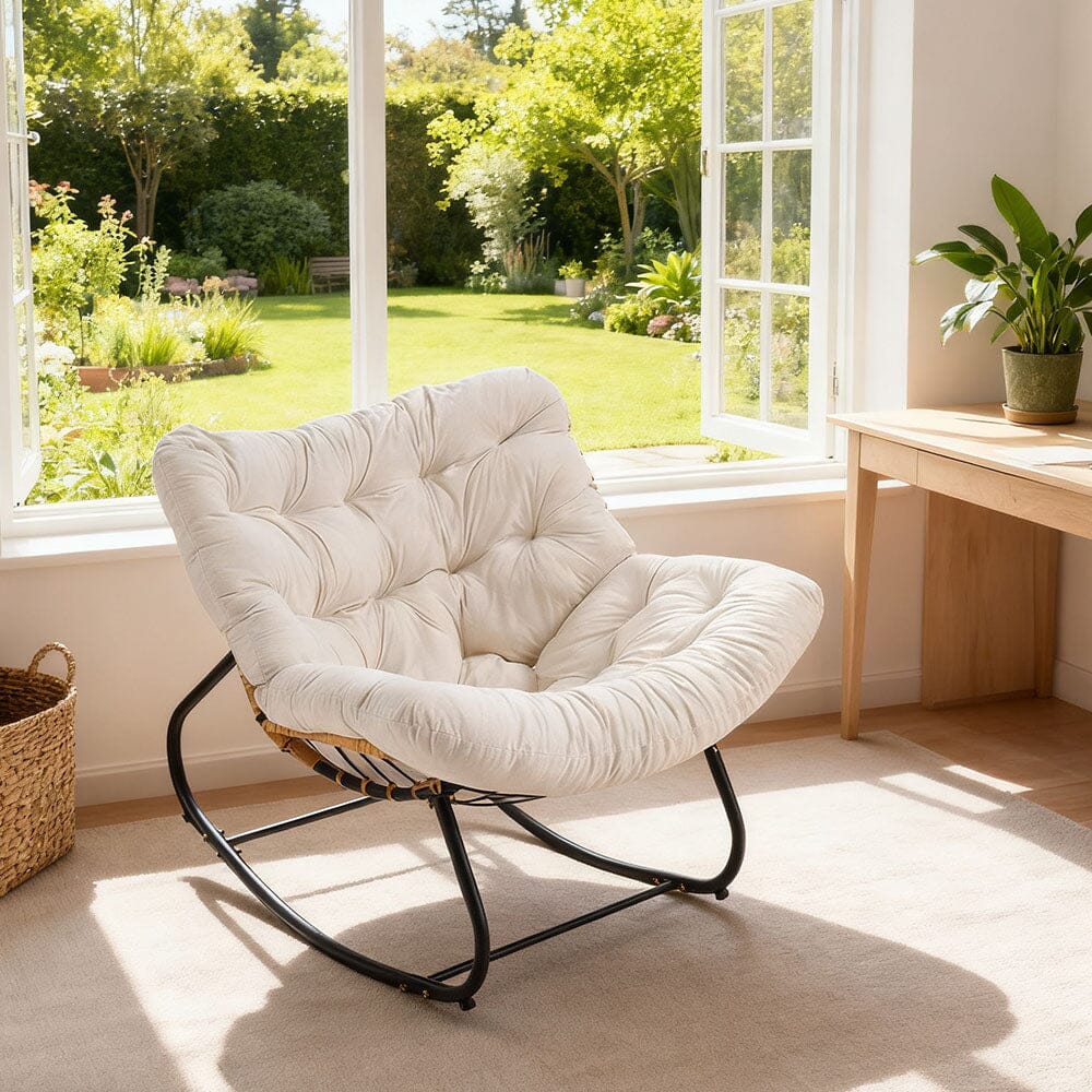 Large Oversized Nest Rocking Chair with Tufted Cushion Collection Living and Home 
