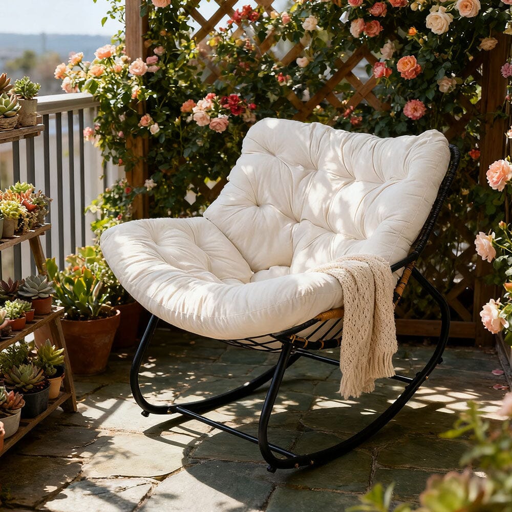 Large Oversized Nest Rocking Chair with Tufted Cushion Collection Living and Home 