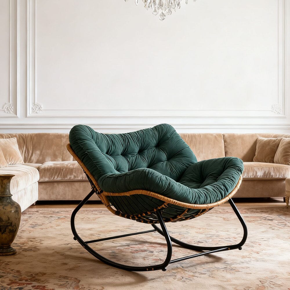Large Oversized Nest Rocking Chair with Tufted Cushion Collection Living and Home 