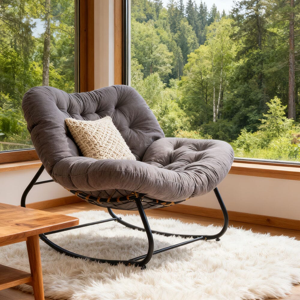 Large Oversized Nest Rocking Chair with Tufted Cushion Collection Living and Home 
