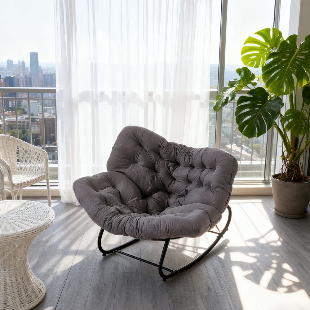 Large Oversized Nest Rocking Chair with Tufted Cushion Collection Living and Home Grey 
