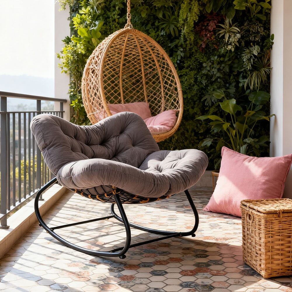 Large Oversized Nest Rocking Chair with Tufted Cushion Collection Living and Home 