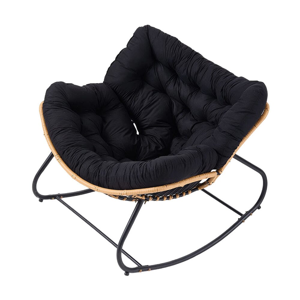 Large Oversized Nest Rocking Chair with Tufted Cushion Collection Living and Home Black 