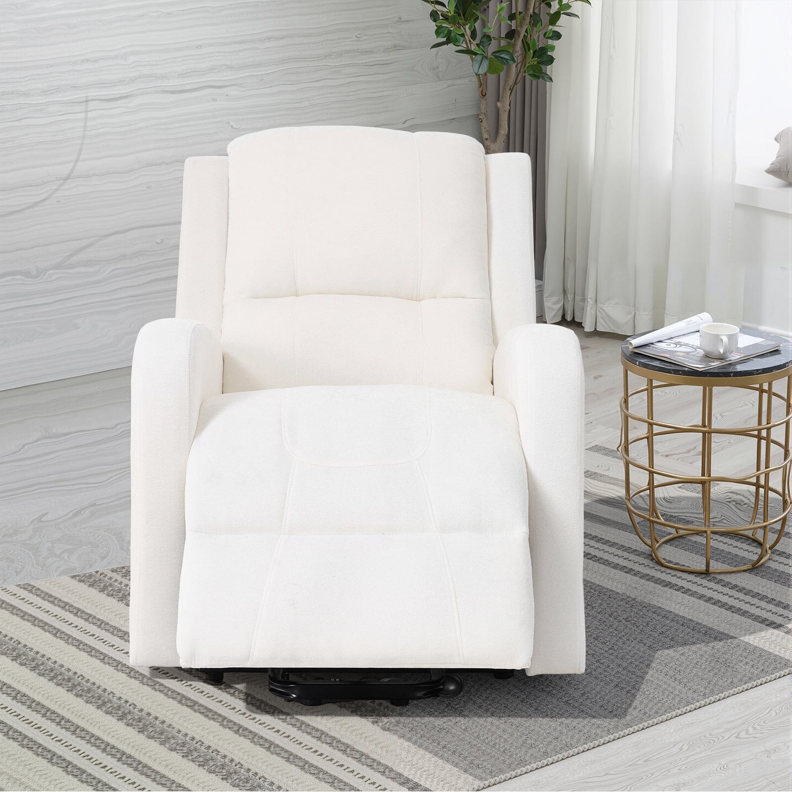 Single Power Sofa Heated Massage Lift 140° Recline 7 Frame Dual Fabric Living and Home 