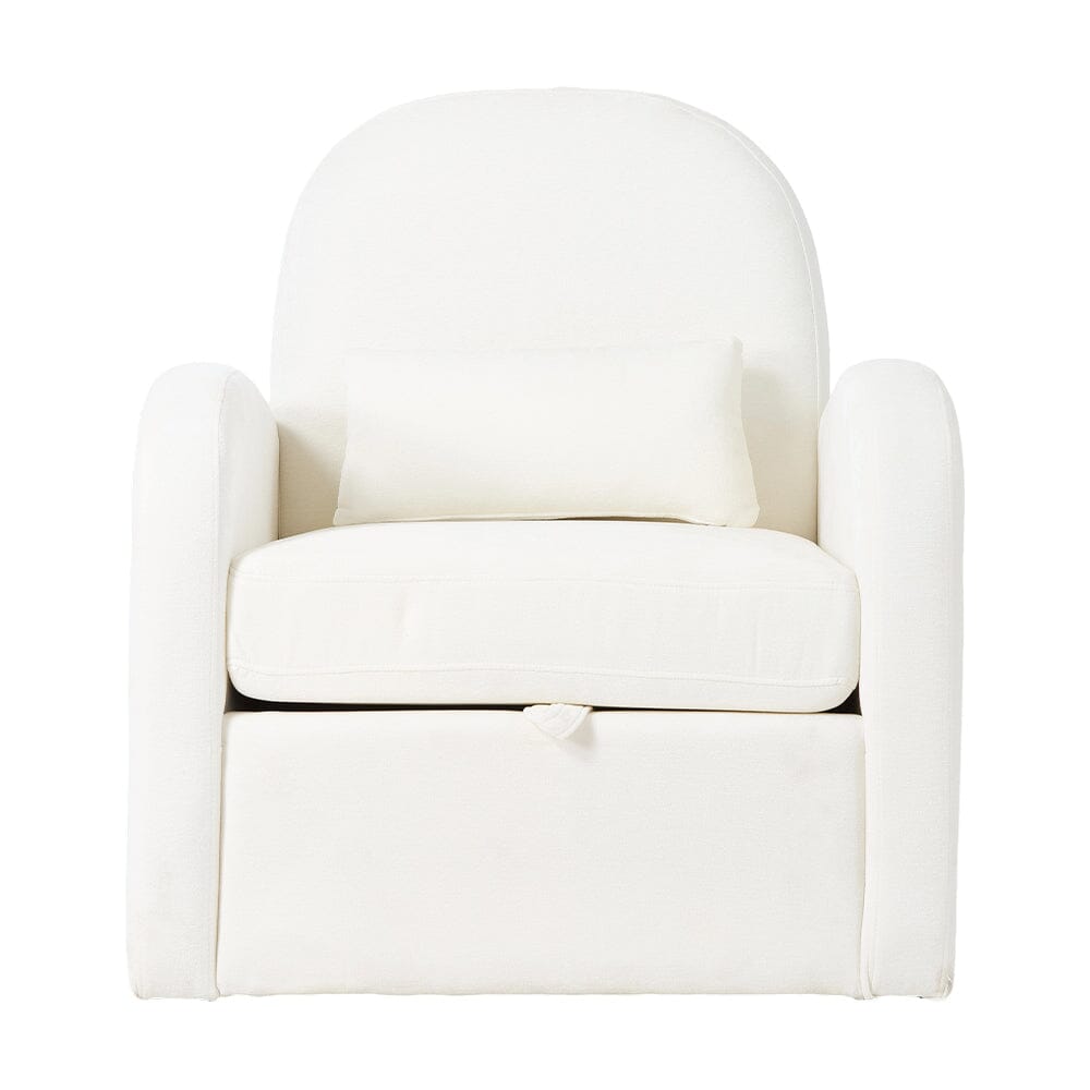 Single Storage Leisure Chair 110° Backrest Cream Chenille 360 Swivel Base Living and Home 