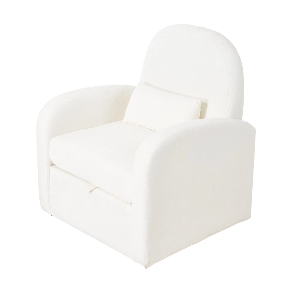 Single Storage Leisure Chair 110° Backrest Cream Chenille 360 Swivel Base Living and Home 