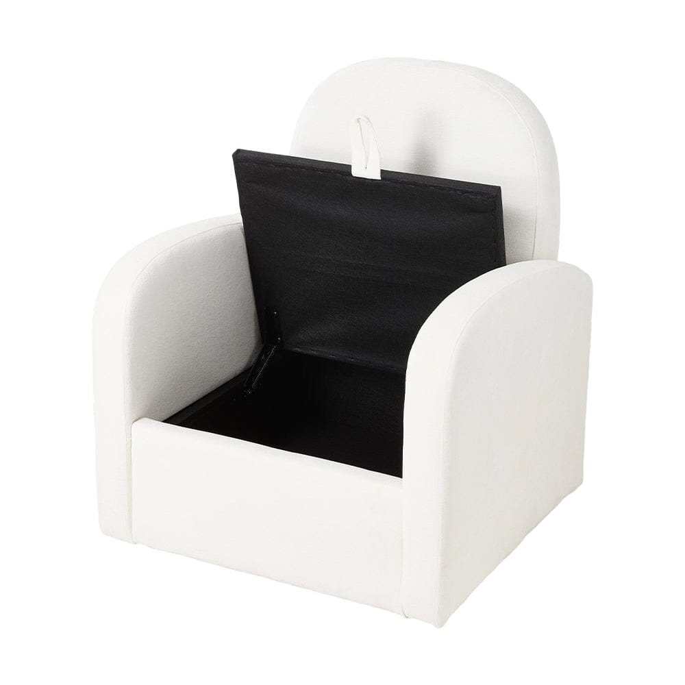 Single Storage Leisure Chair 110° Backrest Cream Chenille 360 Swivel Base Living and Home 
