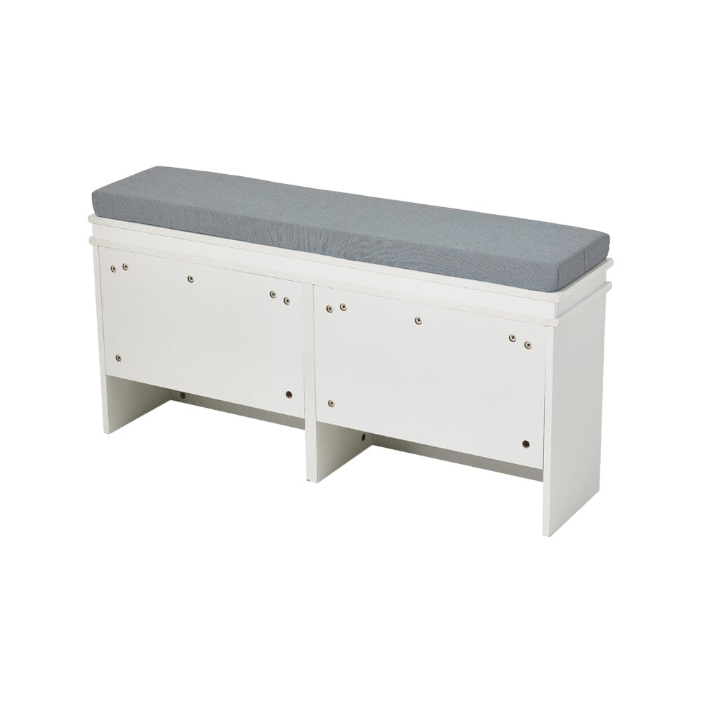 White 2-Door Shoe Storage Bench With Padded Seat British Hallway Organiser Living and Home 