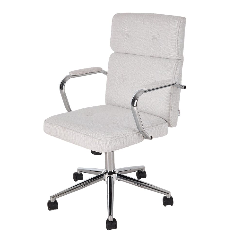 Vintage Executive Office Chair with PU Leather or Chenille Upholstery Living and Home White Chenille Fabric 08 