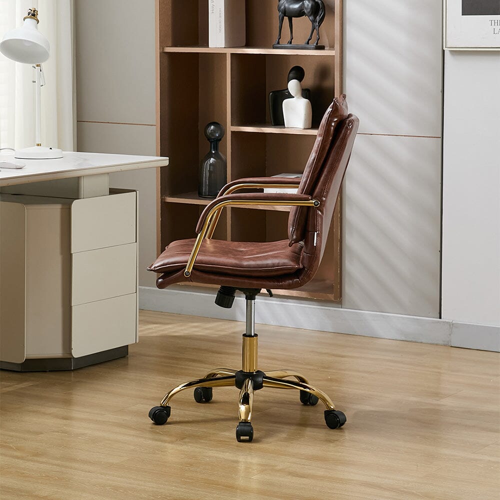 Modern Mid-Back Office Chair with Gold Frame Living and Home 