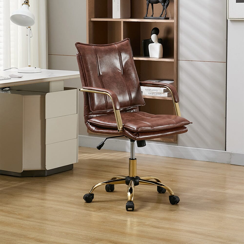 Modern Mid-Back Office Chair with Gold Frame Living and Home 