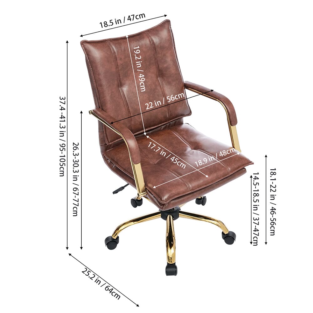 Modern Mid-Back Office Chair with Gold Frame Living and Home 