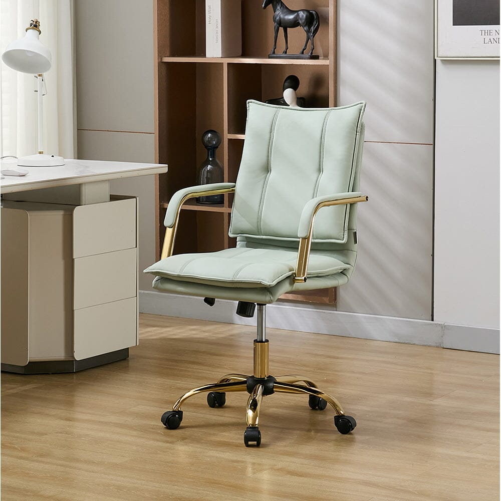 Modern Mid-Back Office Chair with Gold Frame Living and Home Light Green 