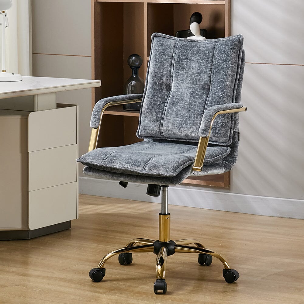 Modern Mid-Back Office Chair with Gold Frame Living and Home Blue 