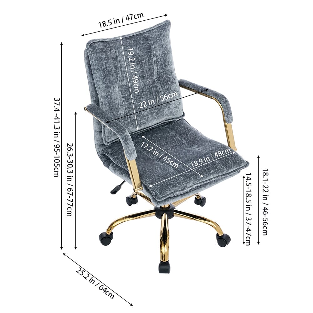 Modern Mid-Back Office Chair with Gold Frame Living and Home 