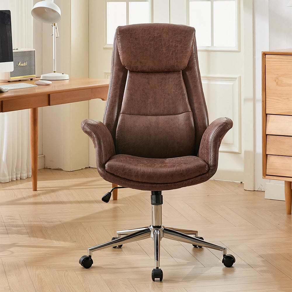 Retro PU Leather Executive Office Chair with Chrome Base Living and Home 