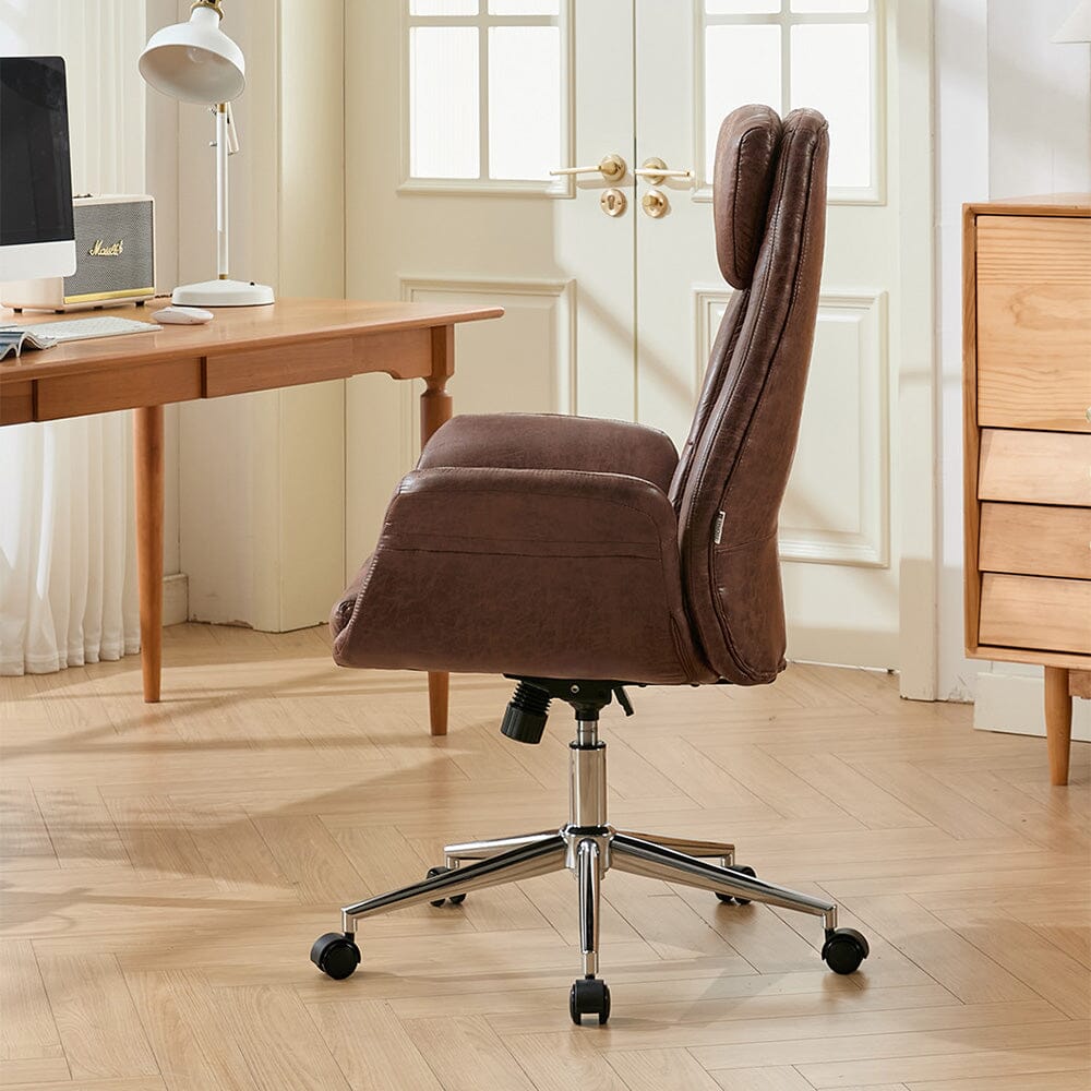 Retro PU Leather Executive Office Chair with Chrome Base Living and Home 