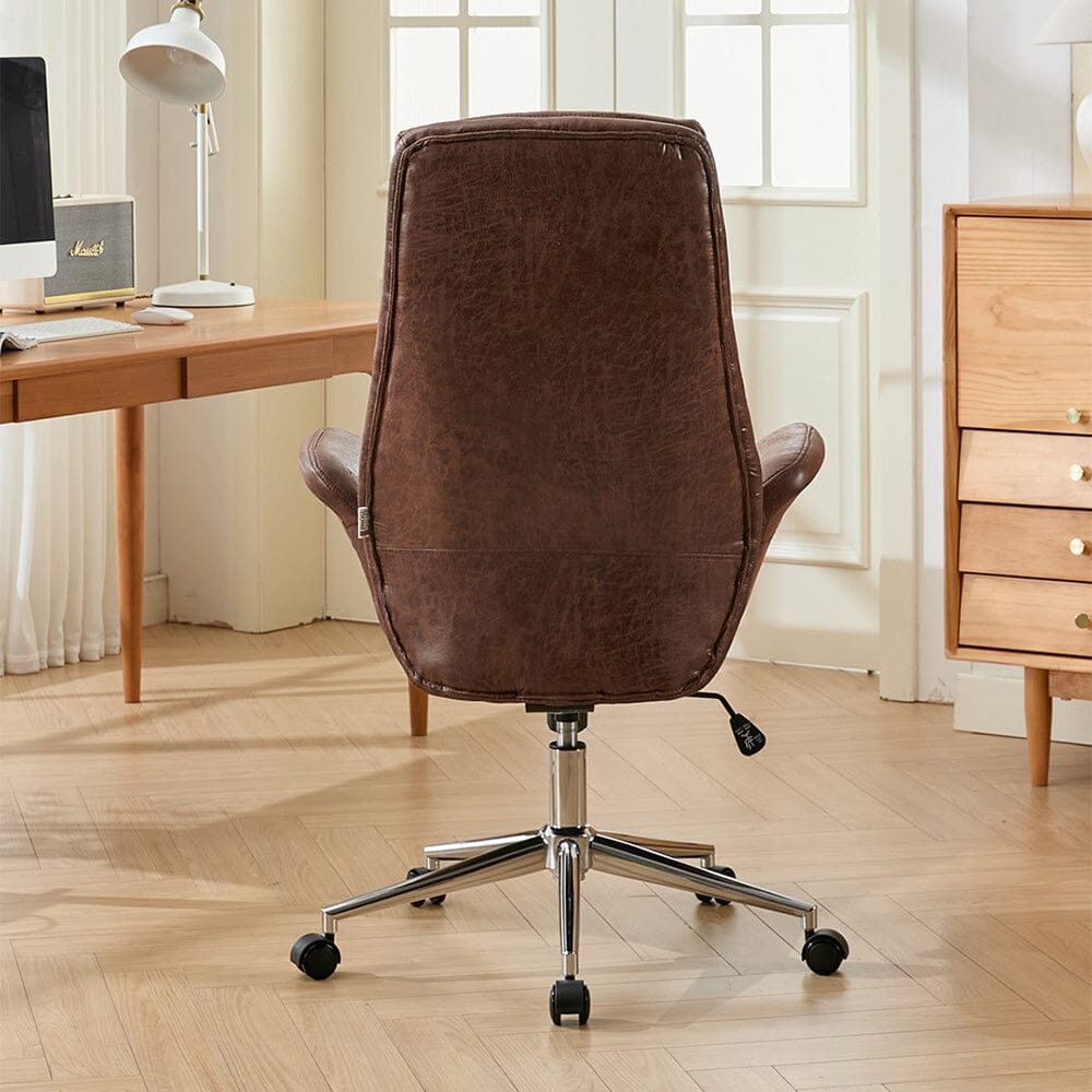 Retro PU Leather Executive Office Chair with Chrome Base Living and Home 