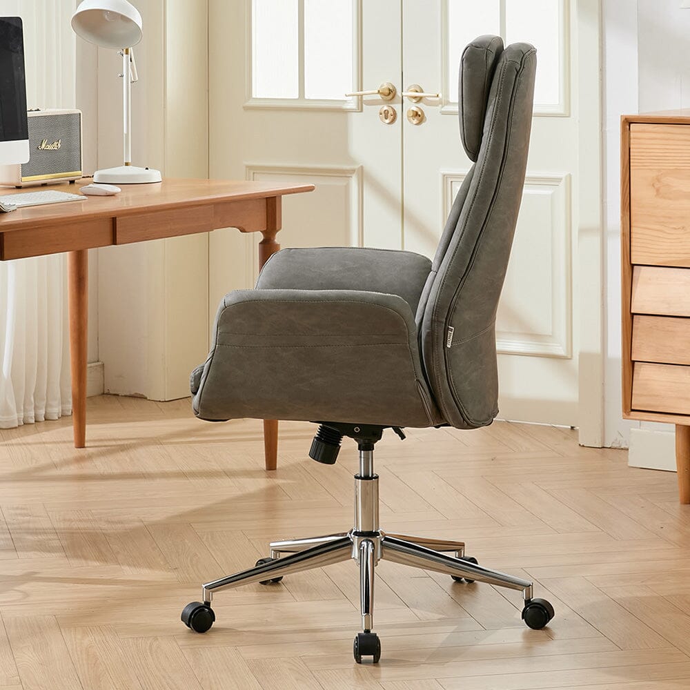 Retro PU Leather Executive Office Chair with Chrome Base Living and Home 