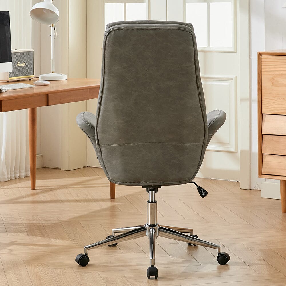 Retro PU Leather Executive Office Chair with Chrome Base Living and Home 