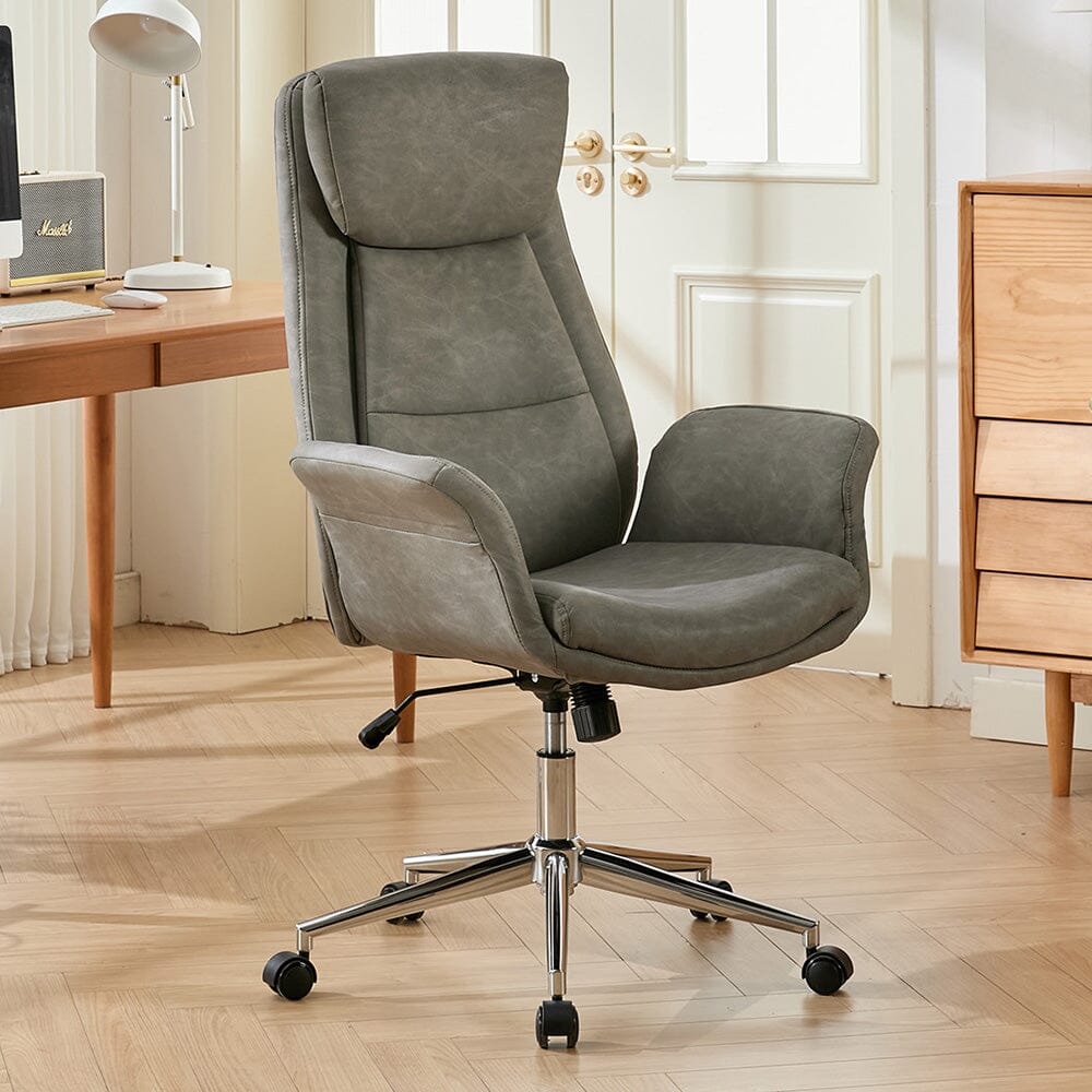 Retro PU Leather Executive Office Chair with Chrome Base Living and Home 