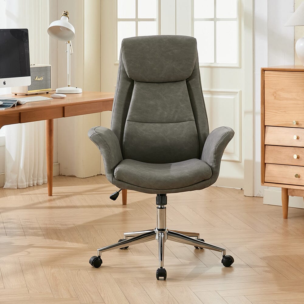 Retro PU Leather Executive Office Chair with Chrome Base Living and Home 