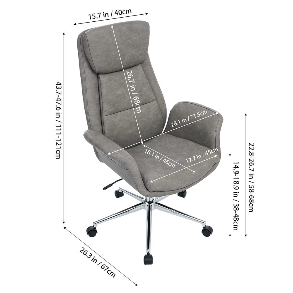Retro PU Leather Executive Office Chair with Chrome Base Living and Home 