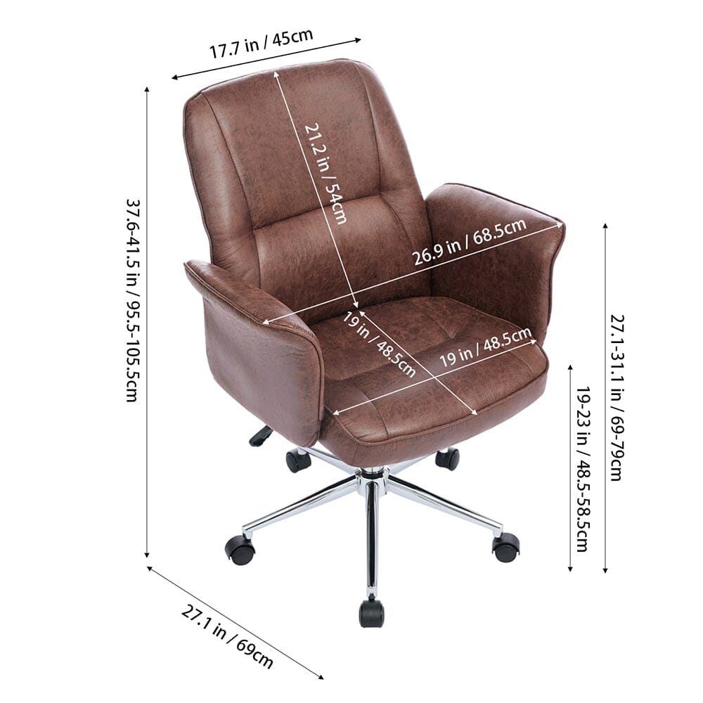 Mid-Back Office Chair with Chrome Base (Retro PU Leather / Chenille) Living and Home 
