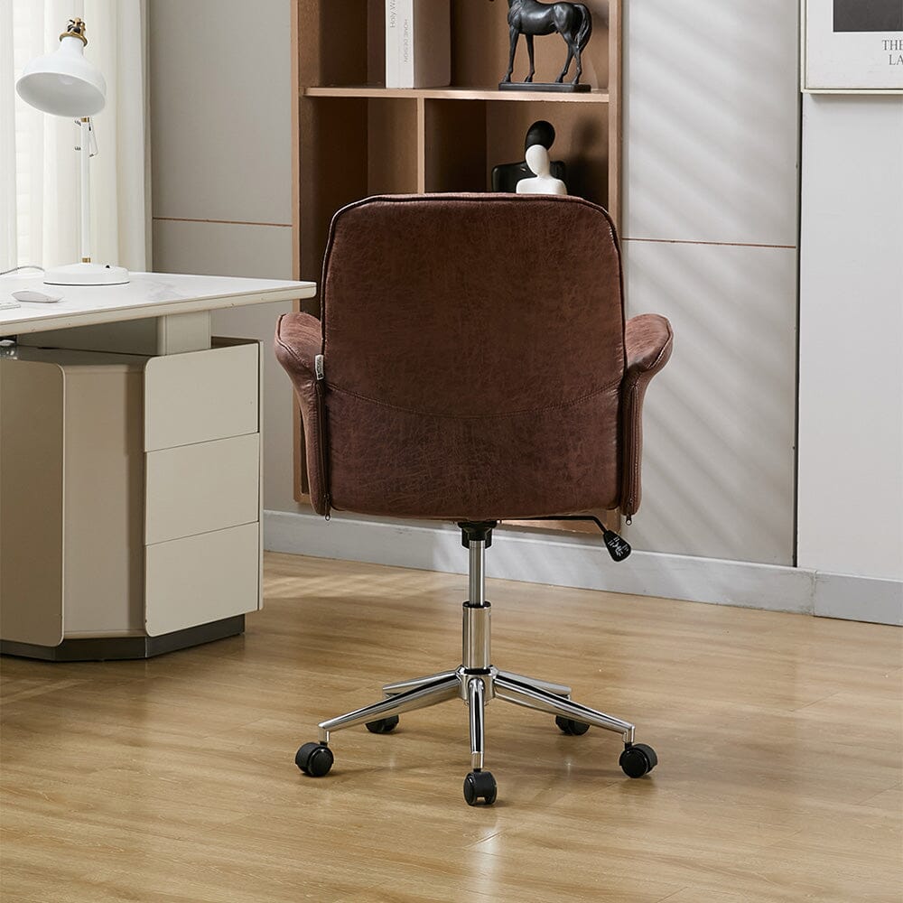 Mid-Back Office Chair with Chrome Base (Retro PU Leather / Chenille) Living and Home 